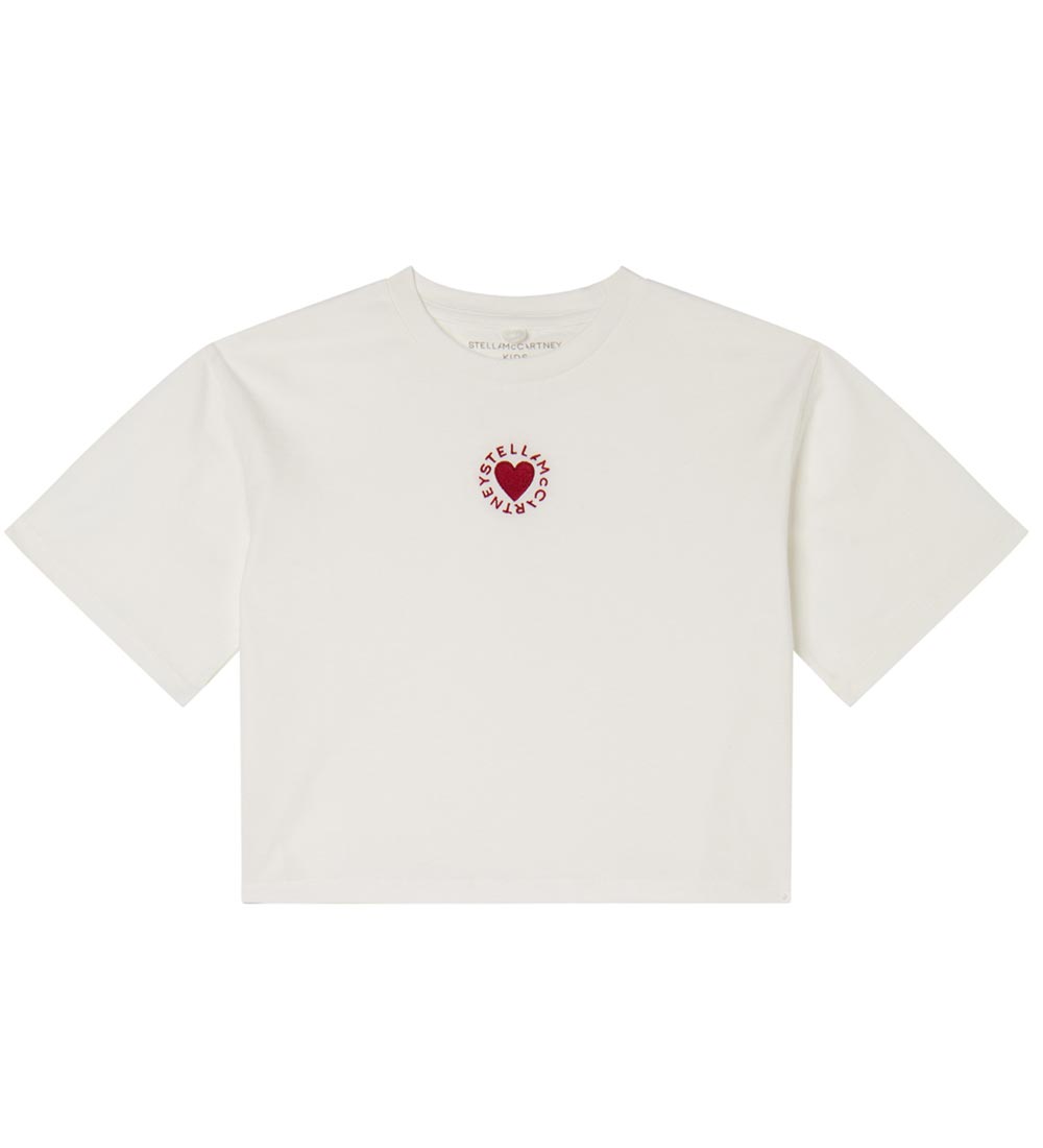 Stella McCartney Kids T-Shirt - Kurz geschnitten - Weiß m. Herz - Stella McCartney Kids - 6 Jahre (116) - T-Shirts