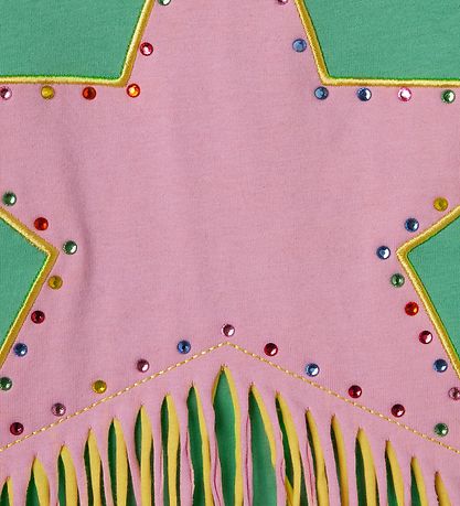 Stella McCartney Kids T-shirt - Grøn/Rosa m. Similisten/Frynser
