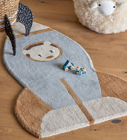 Bloomingville Mini Gulvtæppe - Uld - 100x60 cm - Space - Blå Bloomingville Mini Gulvtæppe - Uld - 100x60 cm - Space - Blå