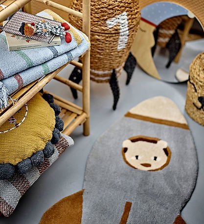 Bloomingville Mini Gulvtæppe - Uld - 100x60 cm - Space - Blå Bloomingville Mini Gulvtæppe - Uld - 100x60 cm - Space - Blå