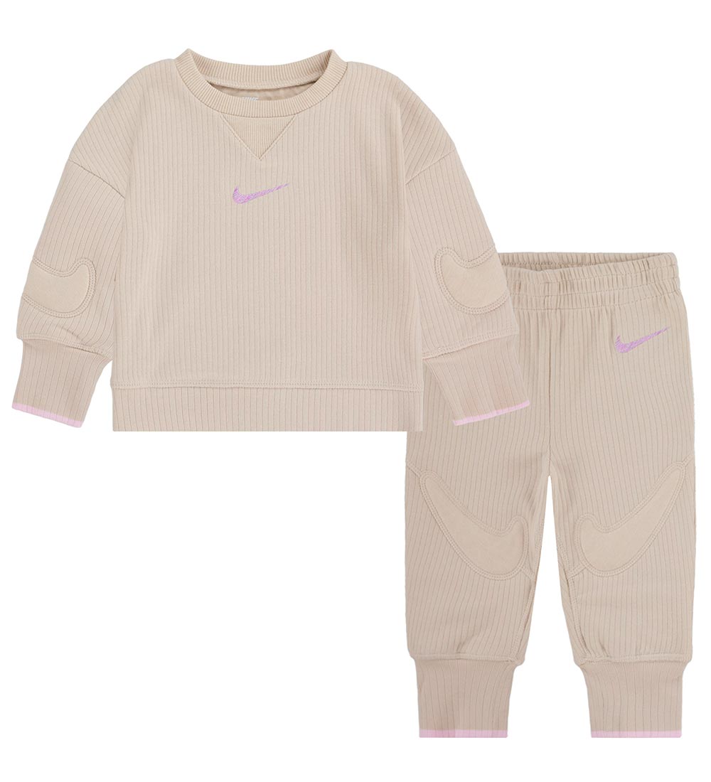 Nike Set - Rib - Hosen/Bluse - Sanddrift - Nike - 1 mt - Hosen - Baumwolle