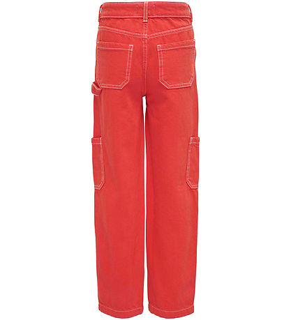 Kids Only Bukser - KogVilje - Flame Scarlet/White Stitches Kids Only Bukser - KogVilje - Flame Scarlet/White Stitches