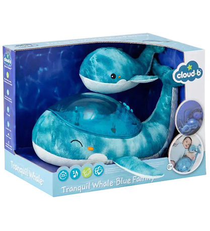Cloud-B Natlampe m. Lyd - Tranquil Whale m. Unge - 30x28x13 cm -