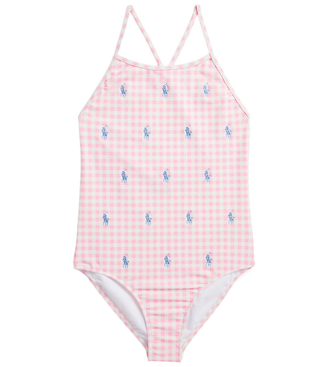 Polo Ralph Lauren Badedragt Pink/hvidternet M Logoer