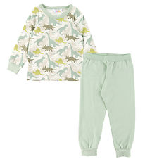 Joha Nattøj - Off White/Støvet Grøn m. Dino Joha Nattøj - Off White/Støvet Grøn m. Dino