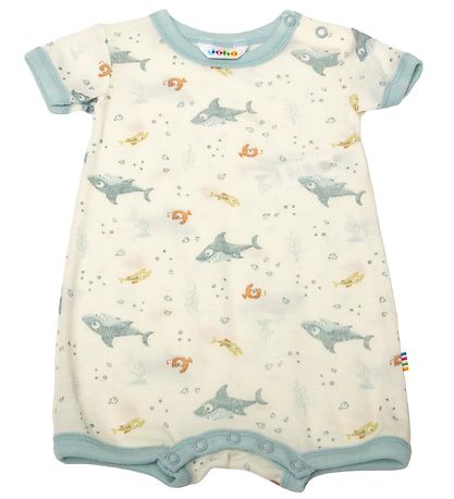 Joha Sommerdragt - Uld - Off White/Støvet Blå m. Fisk Joha Sommerdragt - Uld - Off White/Støvet Blå m. Fisk