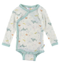 Joha Slå-om Body l/æ - Uld - Off White/Støvet Blå m. Fisk Joha Slå-om Body l/æ - Uld - Off White/Støvet Blå m. Fisk