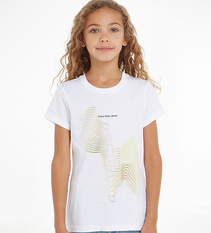 Calvin Klein T-shirt - Slim s/s - Meta Graphic Slim - Bright Whi Calvin Klein T-shirt - Slim s/s - Meta Graphic Slim - Bright Whi