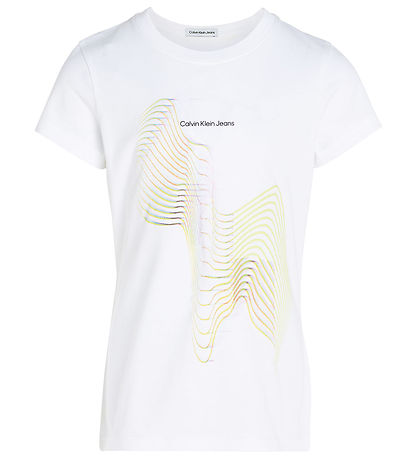 Calvin Klein T-shirt - Slim s/s - Meta Graphic Slim - Bright Whi Calvin Klein T-shirt - Slim s/s - Meta Graphic Slim - Bright Whi