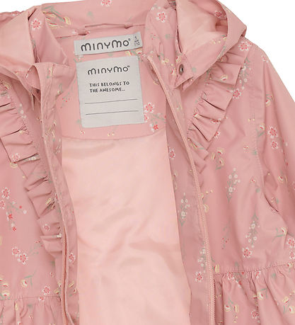 Minymo Sommerjakke - Peach Beige m. Blomster/Flæser