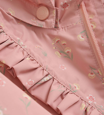 Minymo Sommerjakke - Peach Beige m. Blomster/Flæser
