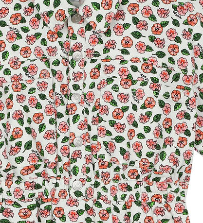 Kenzo Kjole - Denim - Ivory/Rosa m. Blomster Kenzo Kjole - Denim - Ivory/Rosa m. Blomster