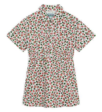 Kenzo Kjole - Denim - Ivory/Rosa m. Blomster Kenzo Kjole - Denim - Ivory/Rosa m. Blomster