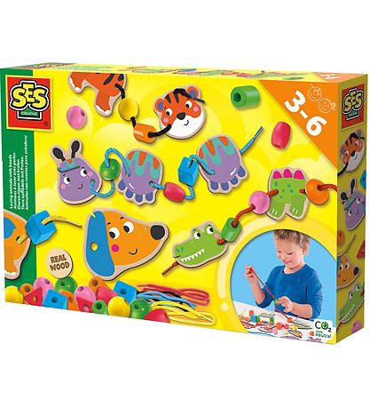 SES Creative Perler - Lav Dyr Med Snørebånd Og Perler SES Creative Perler - Lav Dyr Med Snørebånd Og Perler