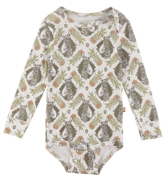 Katvig Body L/Æ - Hvid m. Tropisk Print