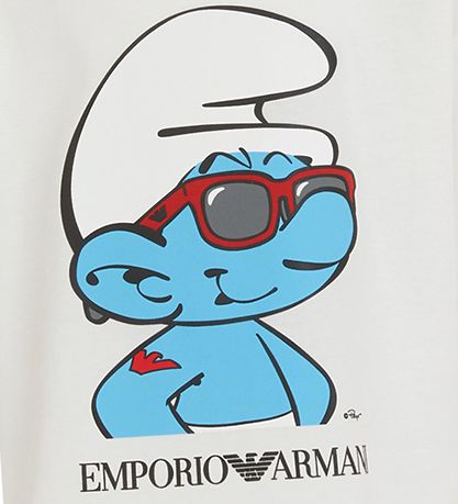 Emporio Armani T-shirt - Hvid m. Smølf Emporio Armani T-shirt - Hvid m. Smølf