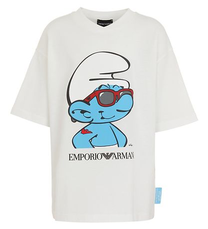Emporio Armani T-shirt - Hvid m. Smølf Emporio Armani T-shirt - Hvid m. Smølf