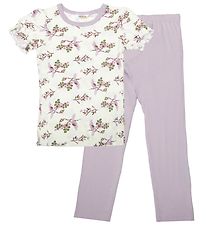 Joha Nattøj - Bambus - Off White/Lilla m. Papegøje Joha Nattøj - Bambus - Off White/Lilla m. Papegøje