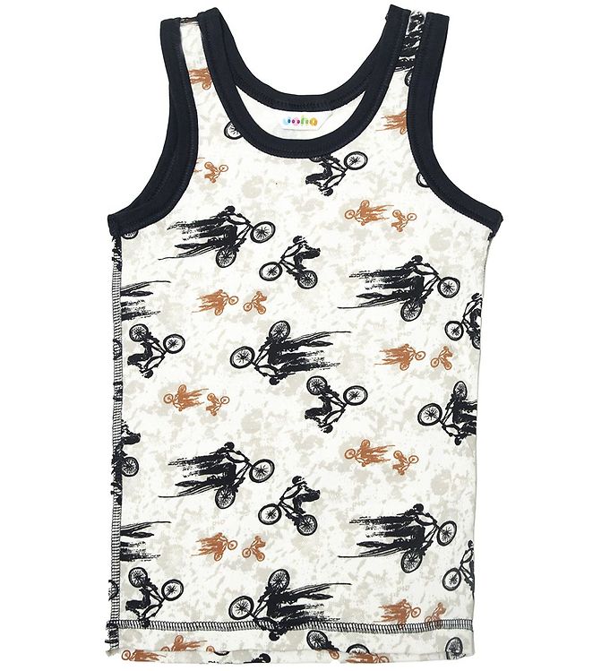 Joha Undertrøje - Bambus - Off White/Marineblå m. Cykel