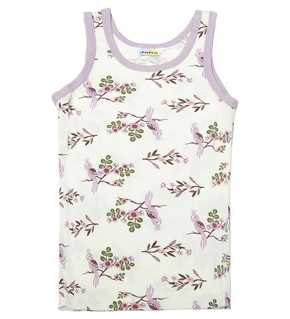 Joha Undertrøje - Bambus - Off White/Lilla m. Papegøje Joha Undertrøje - Bambus - Off White/Lilla m. Papegøje