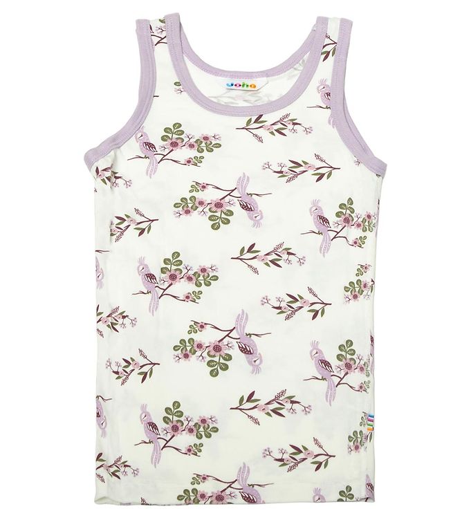 Joha Undertrøje - Bambus - Off White/Lilla m. Papegøje