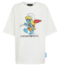 Emporio Armani T-shirt - Hvid m. Smølfine Emporio Armani T-shirt - Hvid m. Smølfine