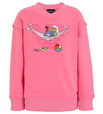 Emporio Armani Sweatshirt - Lyserød m. Smølfine Emporio Armani Sweatshirt - Lyserød m. Smølfine