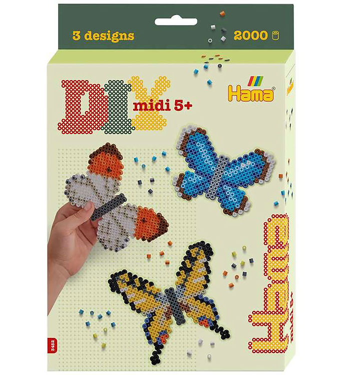 Hama Midi Perler - 2000 stk. - DIY Ophæng - Sommerfugle