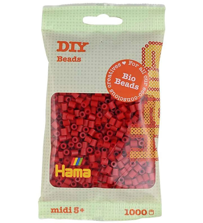 Hama Bio Midi Perler - 1000 stk. - 22 Mørkerød