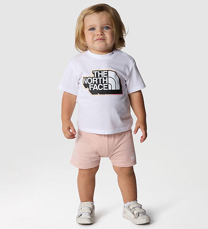 The North Face Shortssæt - T-shirt/Shorts - Pink Moss/Hvid The North Face Shortssæt - T-shirt/Shorts - Pink Moss/Hvid