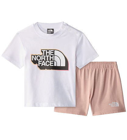 The North Face Shortssæt - T-shirt/Shorts - Pink Moss/Hvid The North Face Shortssæt - T-shirt/Shorts - Pink Moss/Hvid