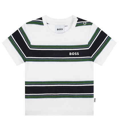 BOSS T-shirt - Hvid/Navystribet m. Grøn BOSS T-shirt - Hvid/Navystribet m. Grøn