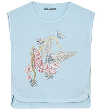 Zadig & Voltaire T-shirt - Angel - Lyseblå m. Blomster/Similist Zadig & Voltaire T-shirt - Angel - Lyseblå m. Blomster/Similist