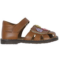 Angulus Sandaler - Cognac m. Blomster Angulus Sandaler - Cognac m. Blomster