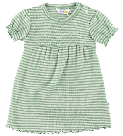 Joha Kjole - Uld/Silke - Rib - Grøn/Hvid Joha Kjole - Uld/Silke - Rib - Grøn/Hvid