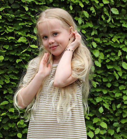 Joha Kjole - Uld/Silke - Rib - Gul/Hvid Joha Kjole - Uld/Silke - Rib - Gul/Hvid