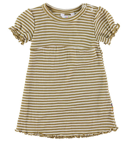 Joha Kjole - Uld/Silke - Rib - Gul/Hvid Joha Kjole - Uld/Silke - Rib - Gul/Hvid