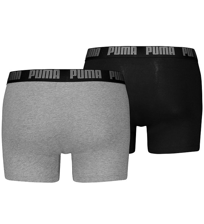Puma 2P Men Everyday Basic Boxer Sort/Grå bomuld Small Herre