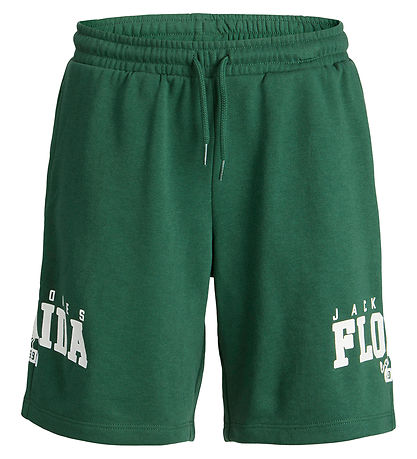 Jack & Jones Sweatshorts - JpstCory - Mørkegrøn m. Hvid