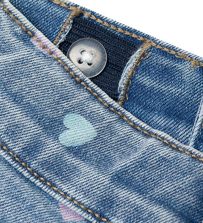 Name It Shorts - Slim - NmfSalli - Medium+ Blue Denim/Hearts