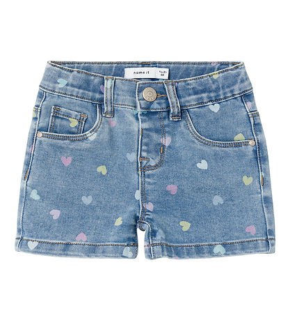 Name It Shorts - Slim - NmfSalli - Medium Blue Denim/Hearts Name It Shorts - Slim - NmfSalli - Medium Blue Denim/Hearts