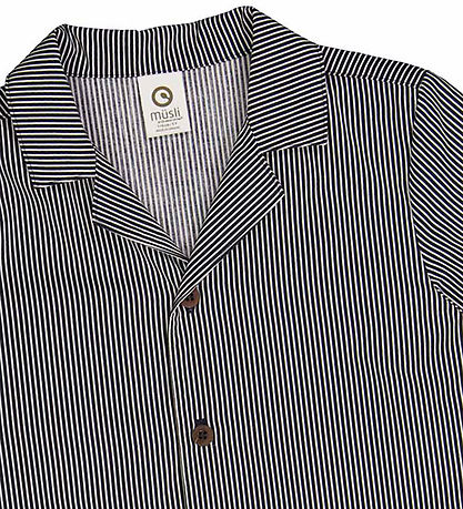 Müsli Skjorte - Poplin Stripe - Balsam Cream/Night Blue