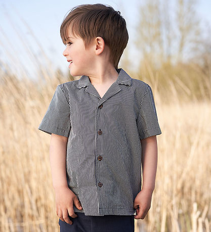 Müsli Skjorte - Poplin Stripe - Balsam Cream/Night Blue