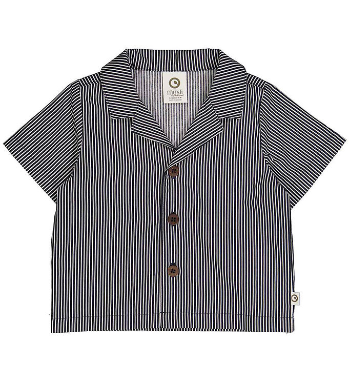 Müsli Skjorte - Poplin Stripe - Balsam Cream/Night Blue