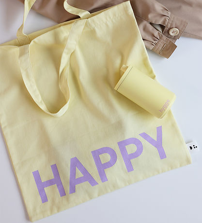 Design Letters Shopper - Happy - Yellow w. Purple