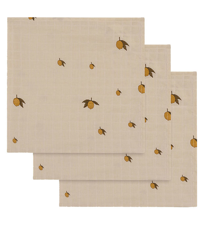 Konges Sløjd Stofbleer - 65x65 cm - 3-pak - Lemon