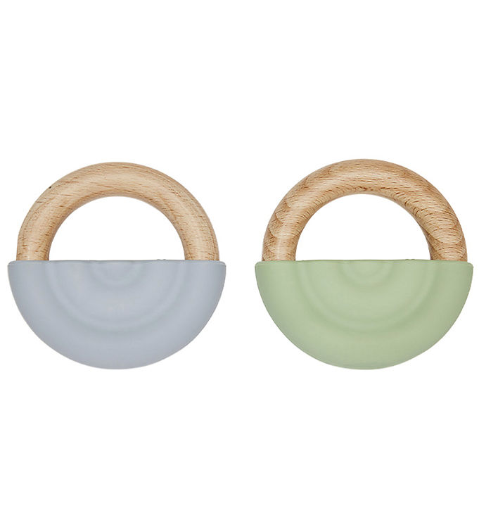 OYOY Bidering - Rainbow Teether - 2-pak - Dusty Blue/Green