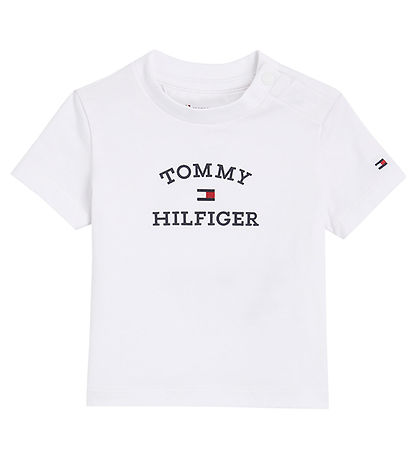 Tommy Hilfiger Sæt - T-shirt/Shorts - Hvid/Navy