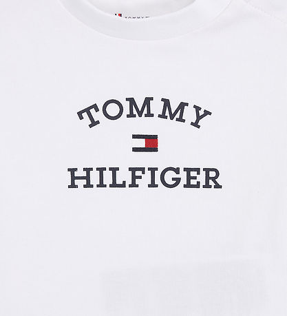 Tommy Hilfiger Sæt - T-shirt/Shorts - Hvid/Navy