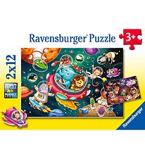 Ravensburger Puslespil - 2x12 Brikker - Animals In Space Ravensburger Puslespil - 2x12 Brikker - Animals In Space